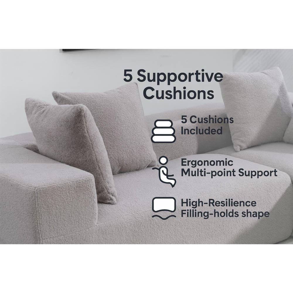 5 Supportive Cushions  
5 Cushions Included  
Ergonomic Multi-point Support  
High-Resilience Filling-holds shape