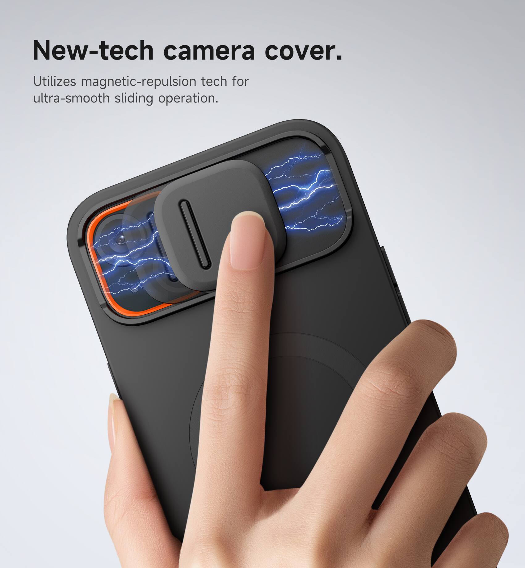 New-tech camera cover.  
Utilizes magnetic-repulsion tech for ultra-smooth sliding operation.