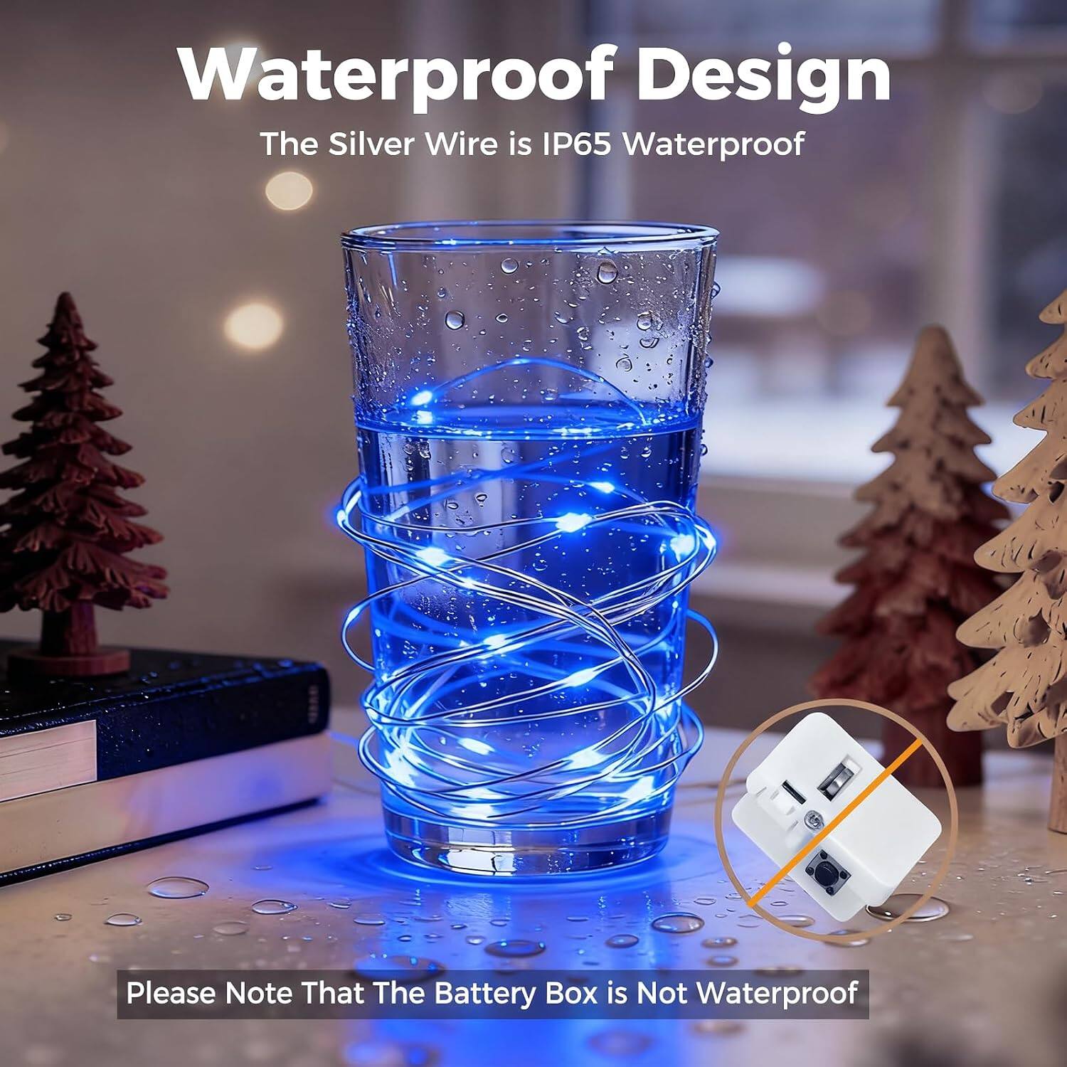 Waterproof Design  
The Silver Wire is IP65 Waterproof  

Please Note That The Battery Box is Not Waterproof
