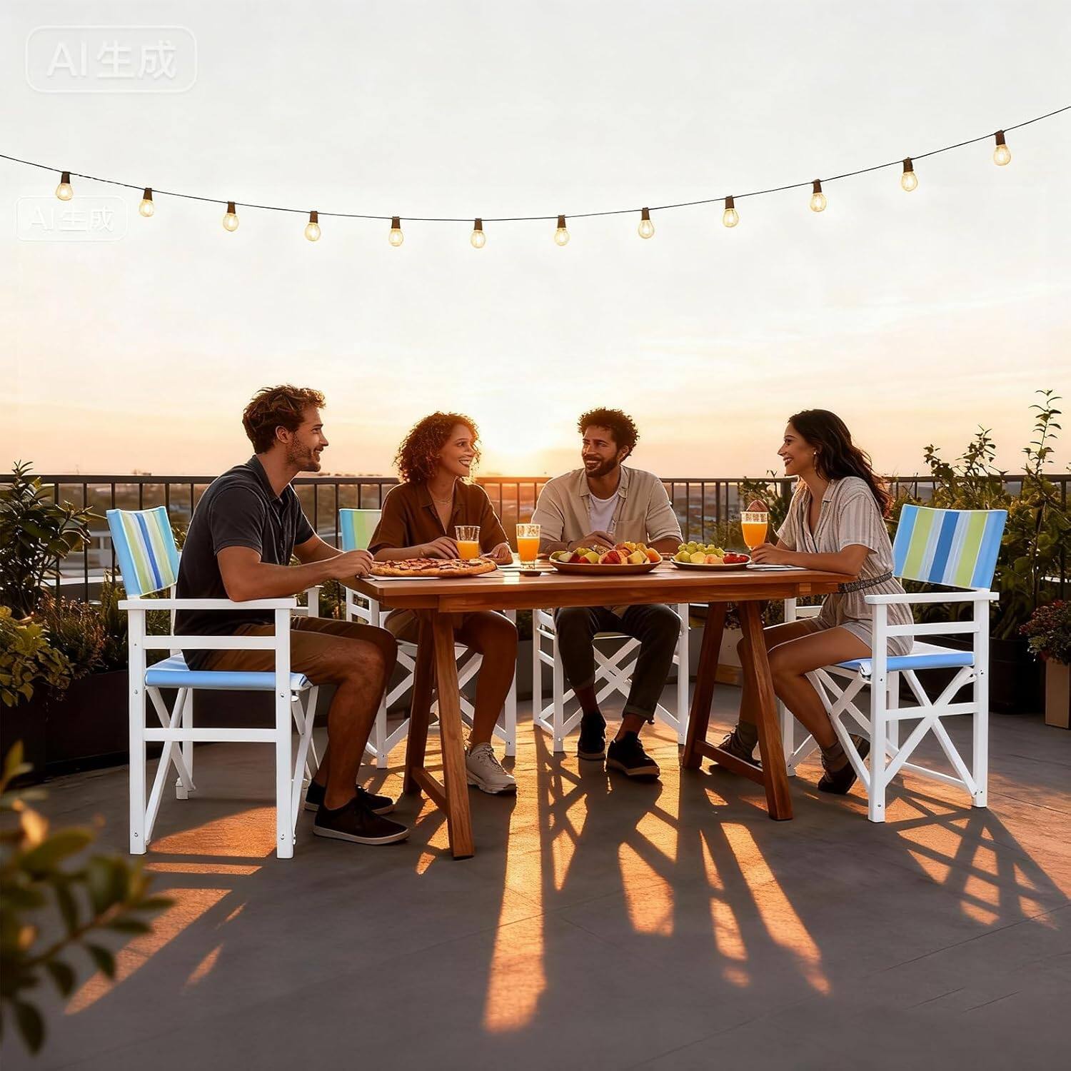 Alt View 6. Winado - 2 PCS Widen Folding Director Chair with Sturdy Wooden Frame & Beige Canvas, Portable, Durable for Outdoor Patio Camping - Green.