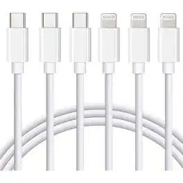 MOSZAR LLC - 3-Pack 6Ft MFi Certified USB-C to Lightning Cable for iPhone & iPad – White - White