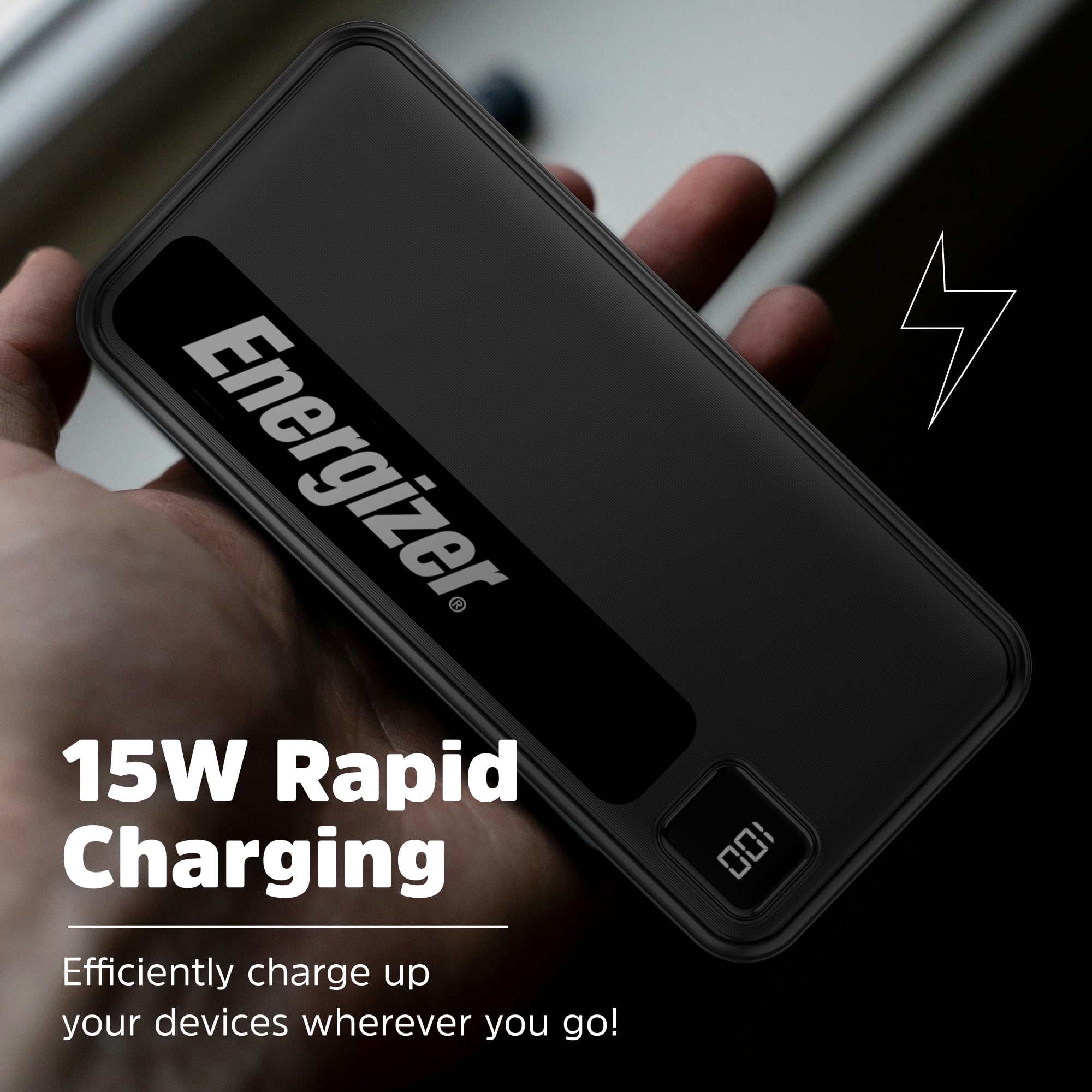 Energizer 15W Rapid Charging Efficiently charge up your devices wherever you go!