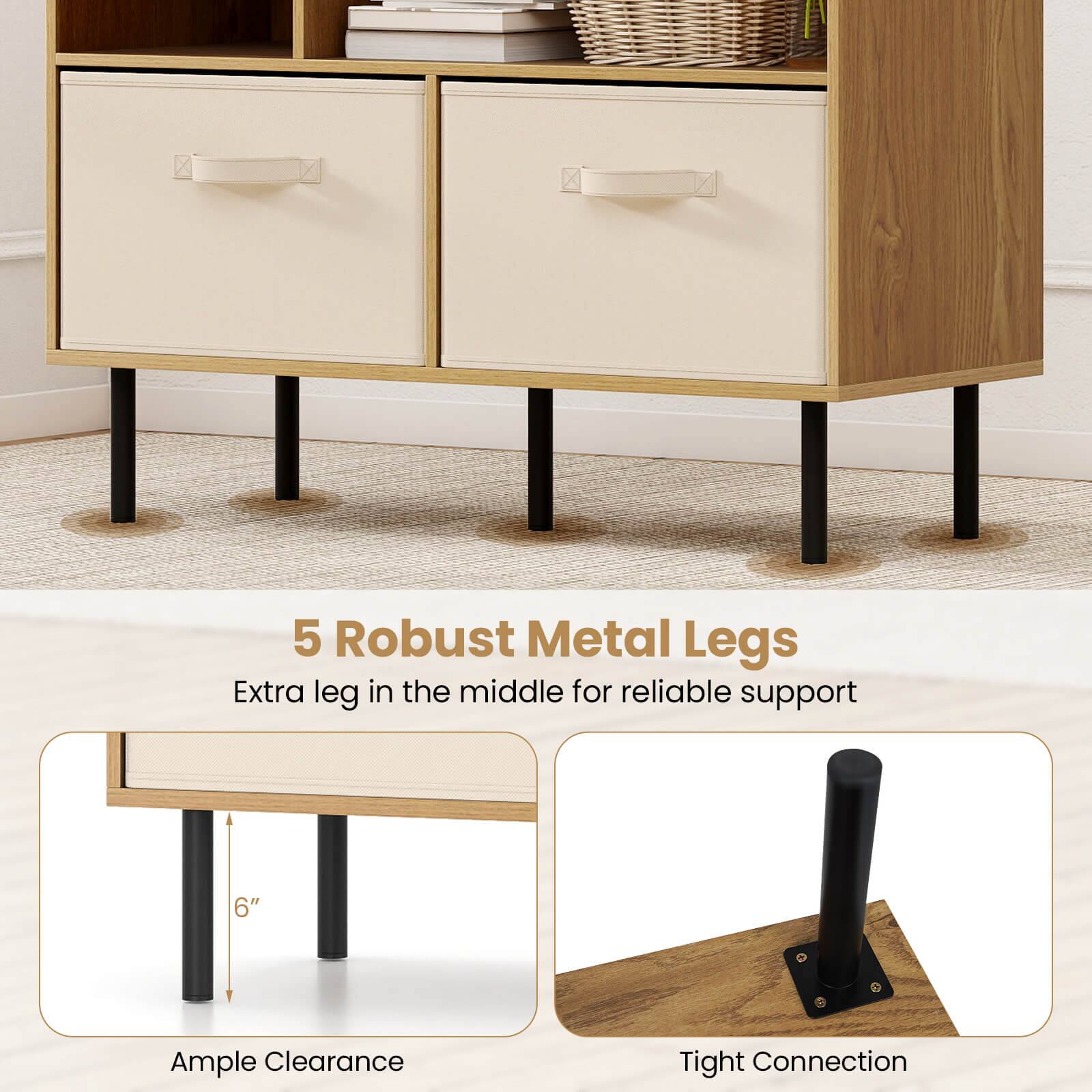 5 Robust Metal Legs  
Extra leg in the middle for reliable support  

6"  
Ample Clearance  

Tight Connection