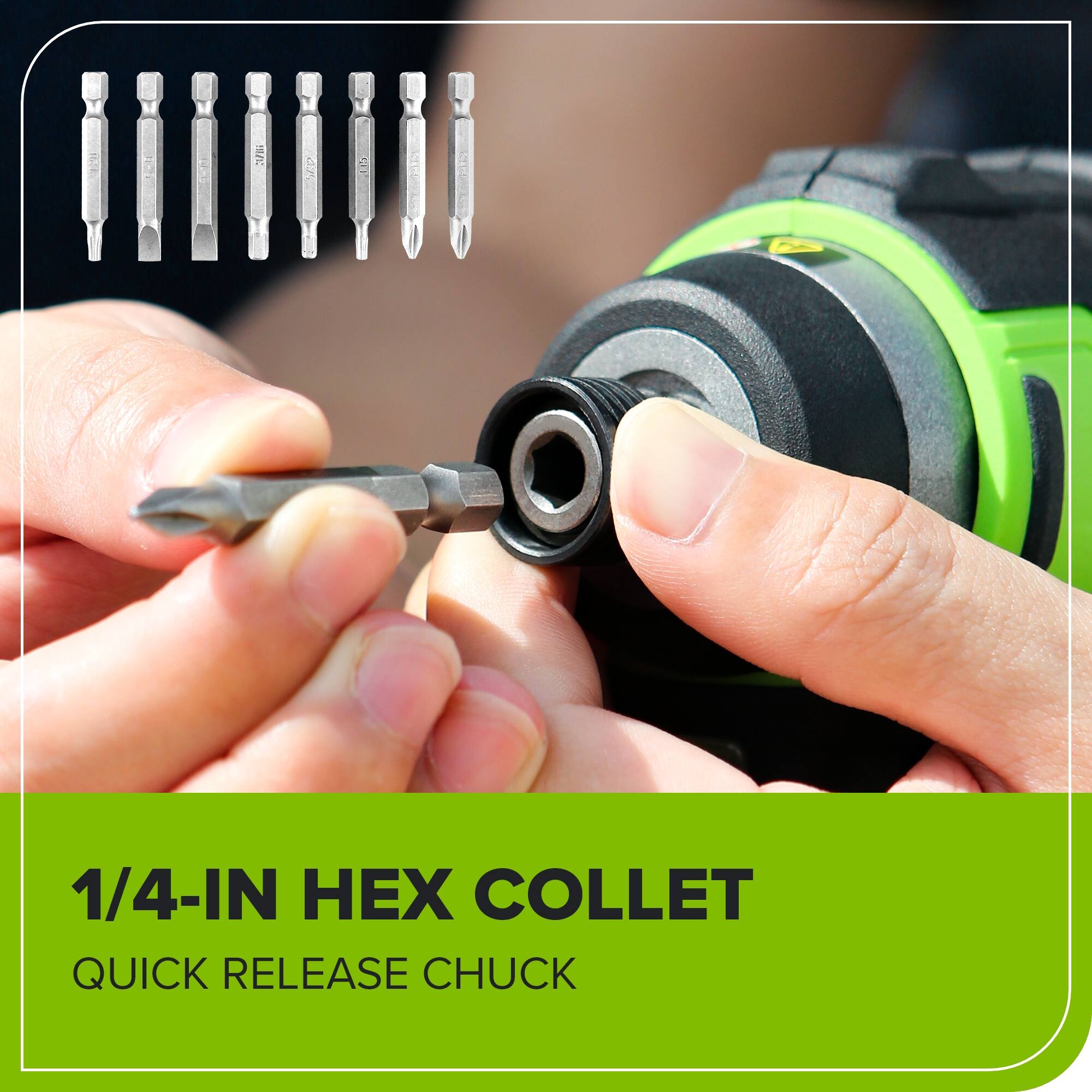 1/4-IN HEX COLLET  
QUICK RELEASE CHUCK