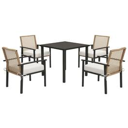 Outsunny - 5 Pieces Outdoor Dining Set for 4, Wicker Rattan Patio Furniture Set, Patio Table and Chairs Set with Cushions - Beige