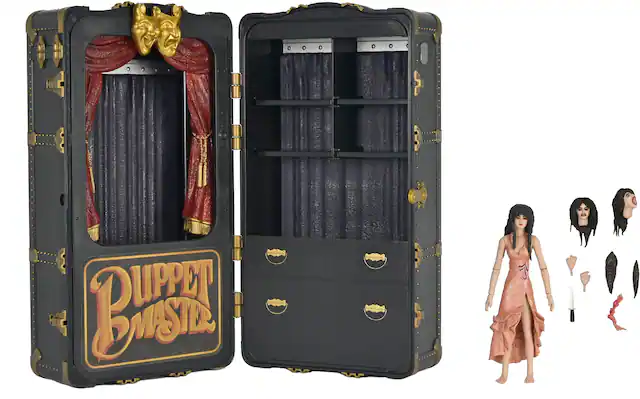 Front. NECA - Puppet Master -7" Scale Action Figure - Leech Woman and Toulon's Puppet Case.
