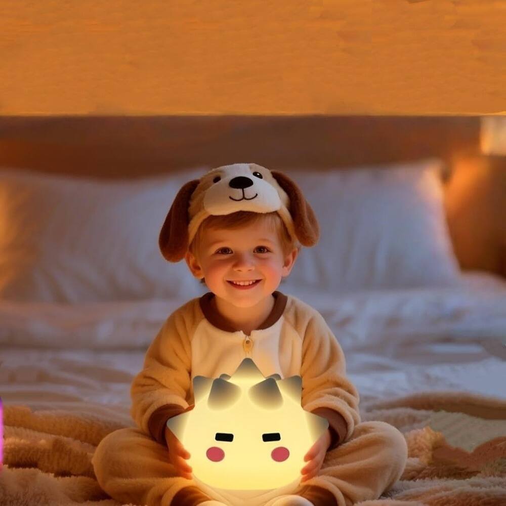 Front. Schertz - Cute Monster Silicone Night Light, 8-Color Dimmable Timer, Rechargeable Nursery Lamp.
