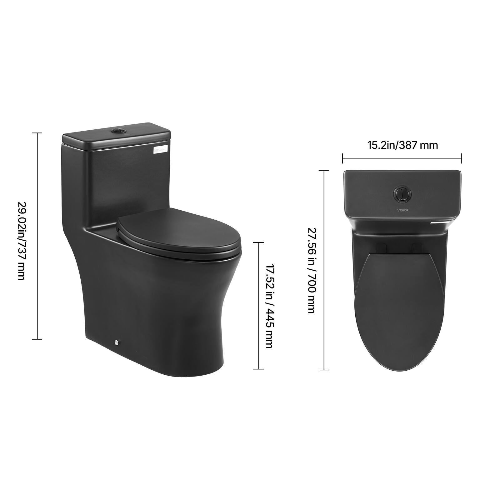 15.2 in / 387 mm  
29.02 in / 737 mm  
17.52 in / 445 mm  
27.56 in / 700 mm