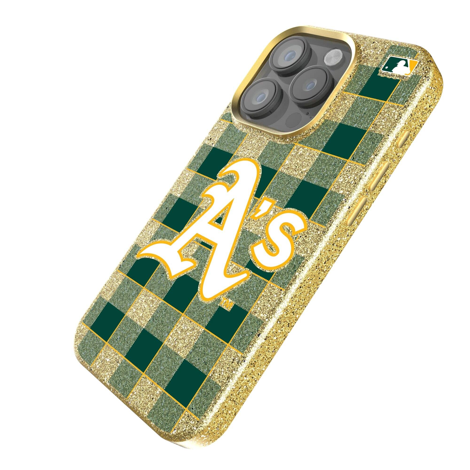 Alt View 1. Keyscaper - Athletics Plaid Bling iPhone Case - 16 Plus - Gold.