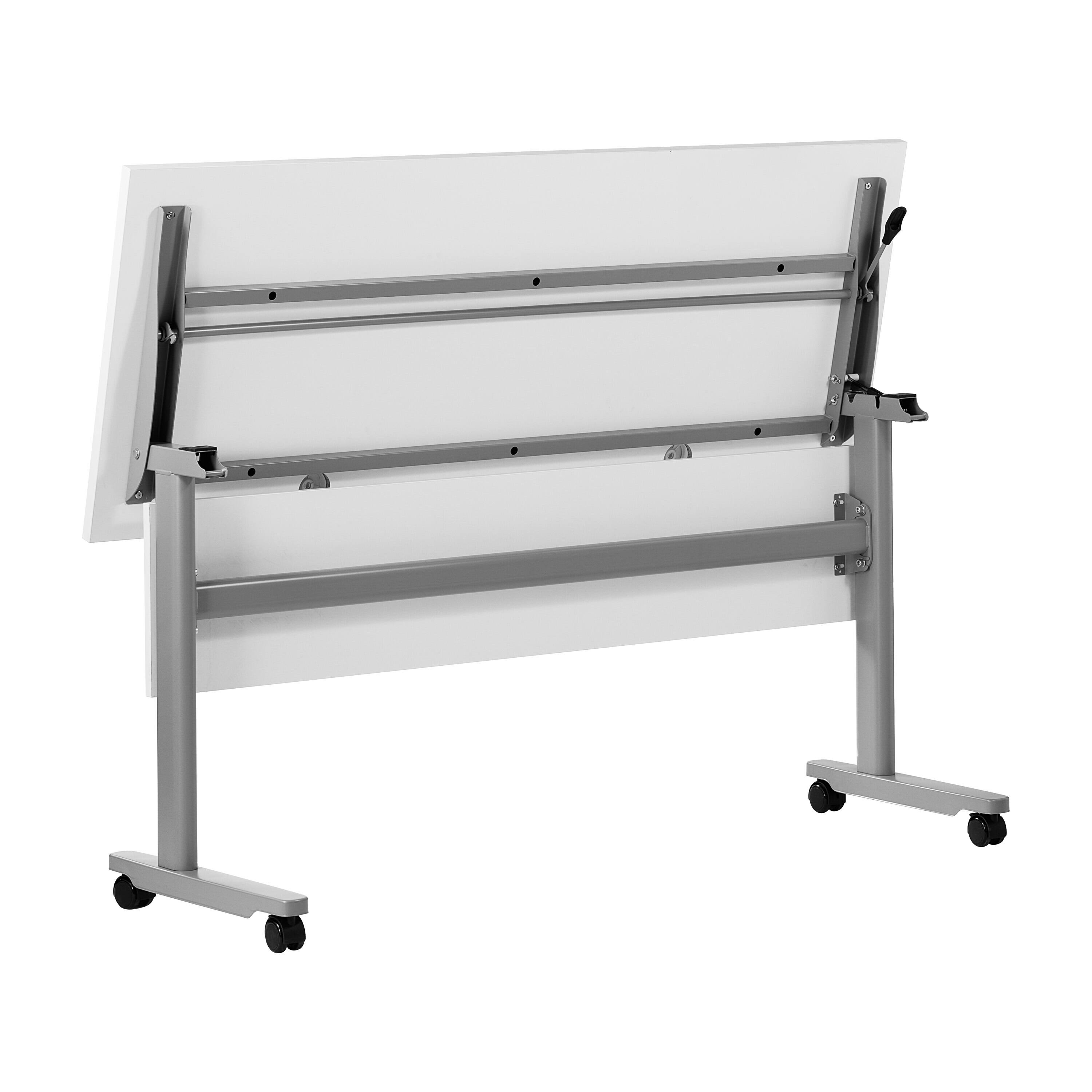 Alt View 10. Emma + Oliver - Hahn Heavy-Duty Flip Top Training Table with Nesting Design, Privacy Panel, T-Legs, Tabletop, Metal Frame - White Top/Gray Frame.