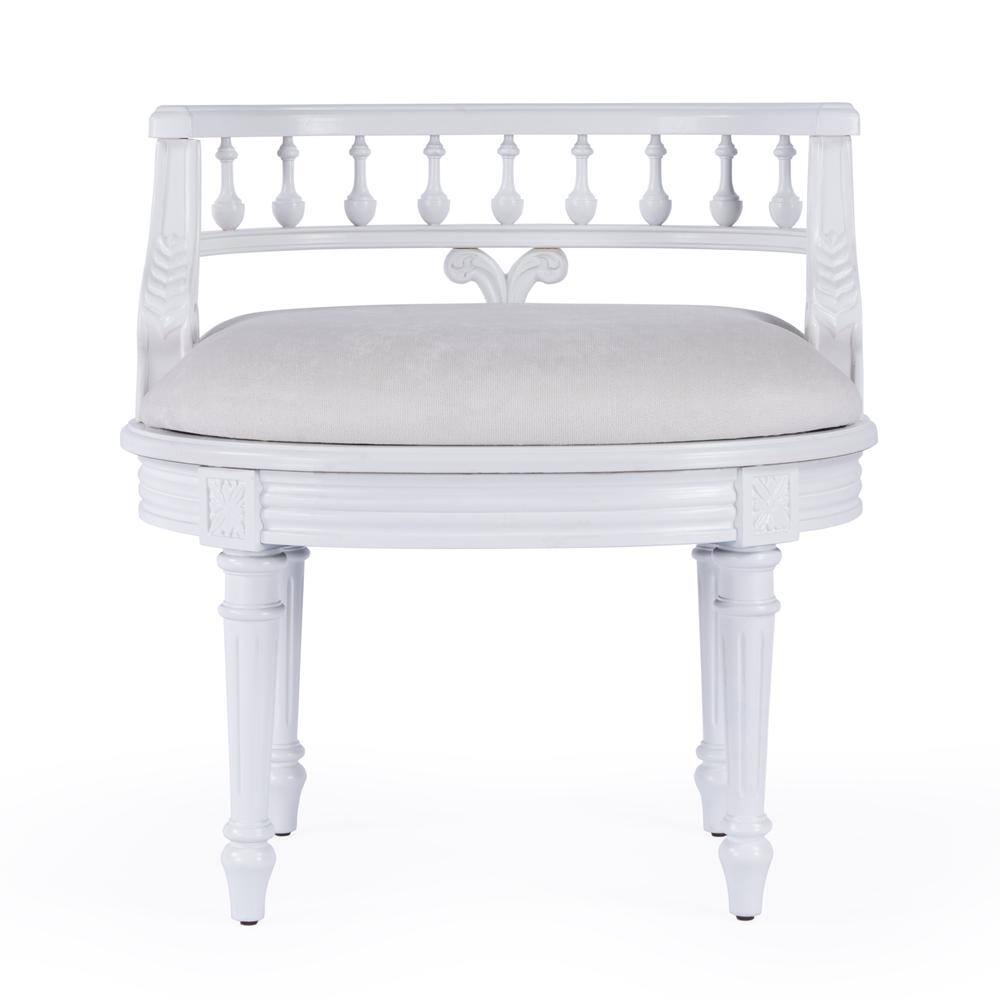 Alt View 3. Butler Specialty - Hathaway Upholstered 22.5"W Vanity Seat - White.