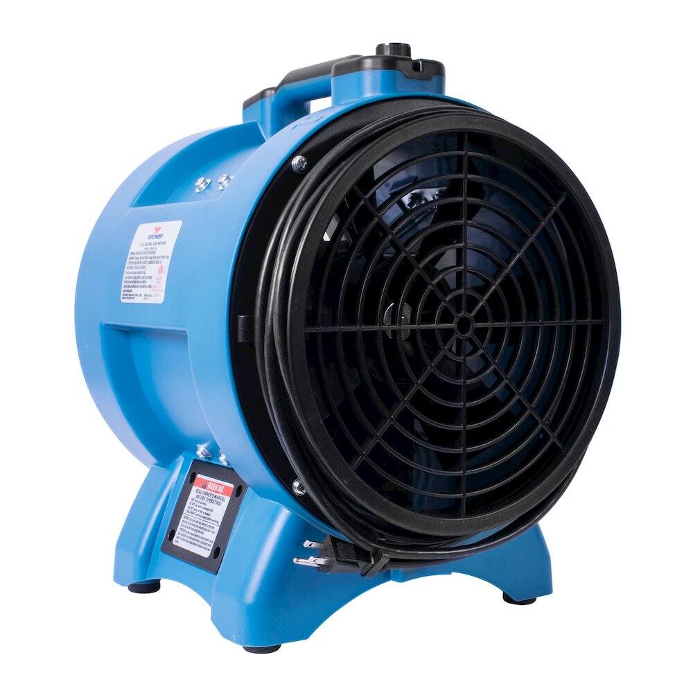 Alt View 5. XPOWER - Variable Speed 12" Diameter Industrial Confined Space Ventilator Fan - Blue.
