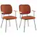 Front. Costway - Set of 2 Modern Linen Fabric Dining Chairs Padded Kitchen Accent Armchair - Black/Orange.