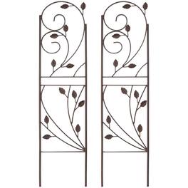 Sunnydaze - 32 in Steel Wire Swirl Leaf Garden Plant Trellis - Set of 2 - Brown