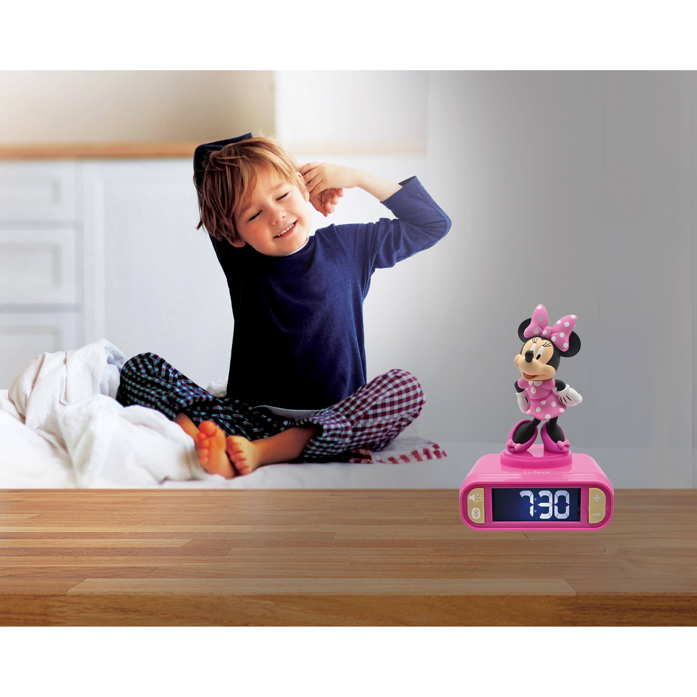 Lexibook Disney Minnie, 3D Night Light Alarm Clock, Bluetooth