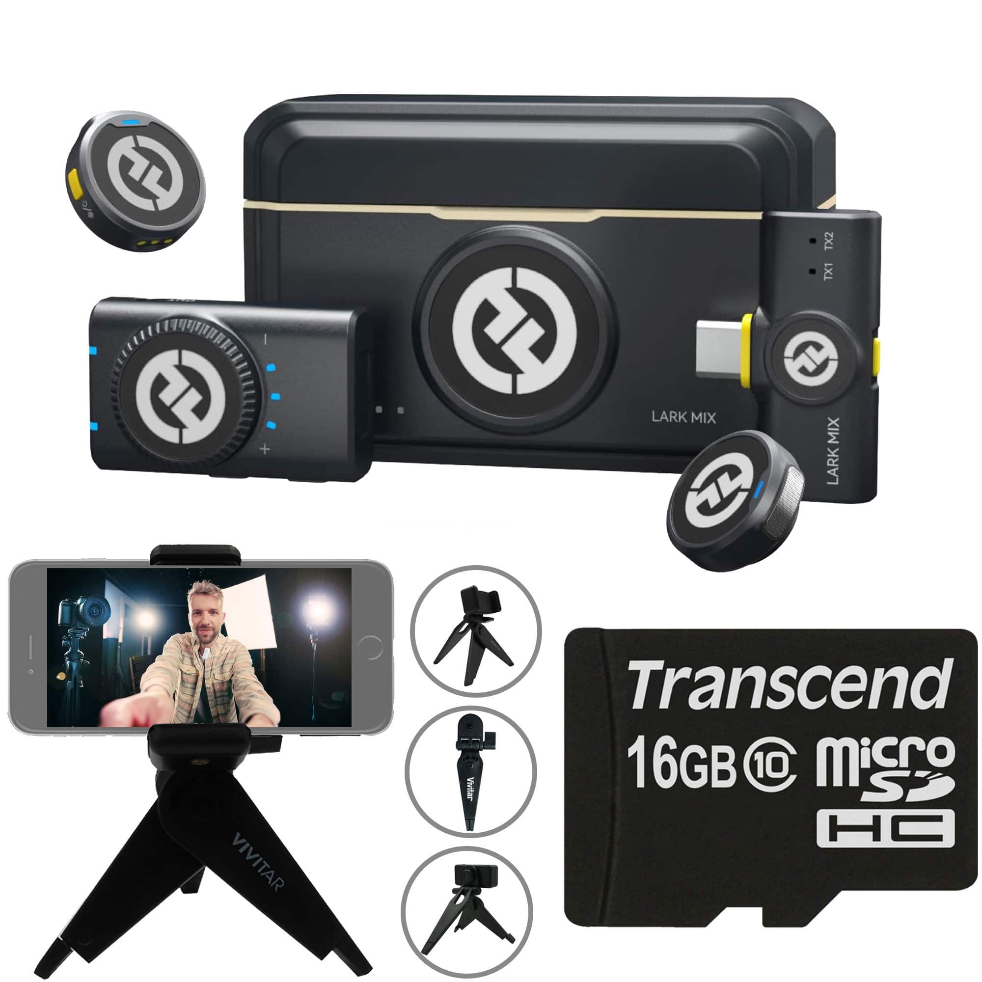 HOLLYLAND - LARK M2 Wireless Mini Combo Mic System with Selfie Tripod + 16GB Card - Shine Charcoal price history on PriceWatchPro