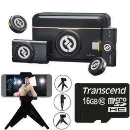 HOLLYLAND - LARK M2 Wireless Mini Combo Mic System with Selfie Tripod + 16GB Card - Shine Charcoal