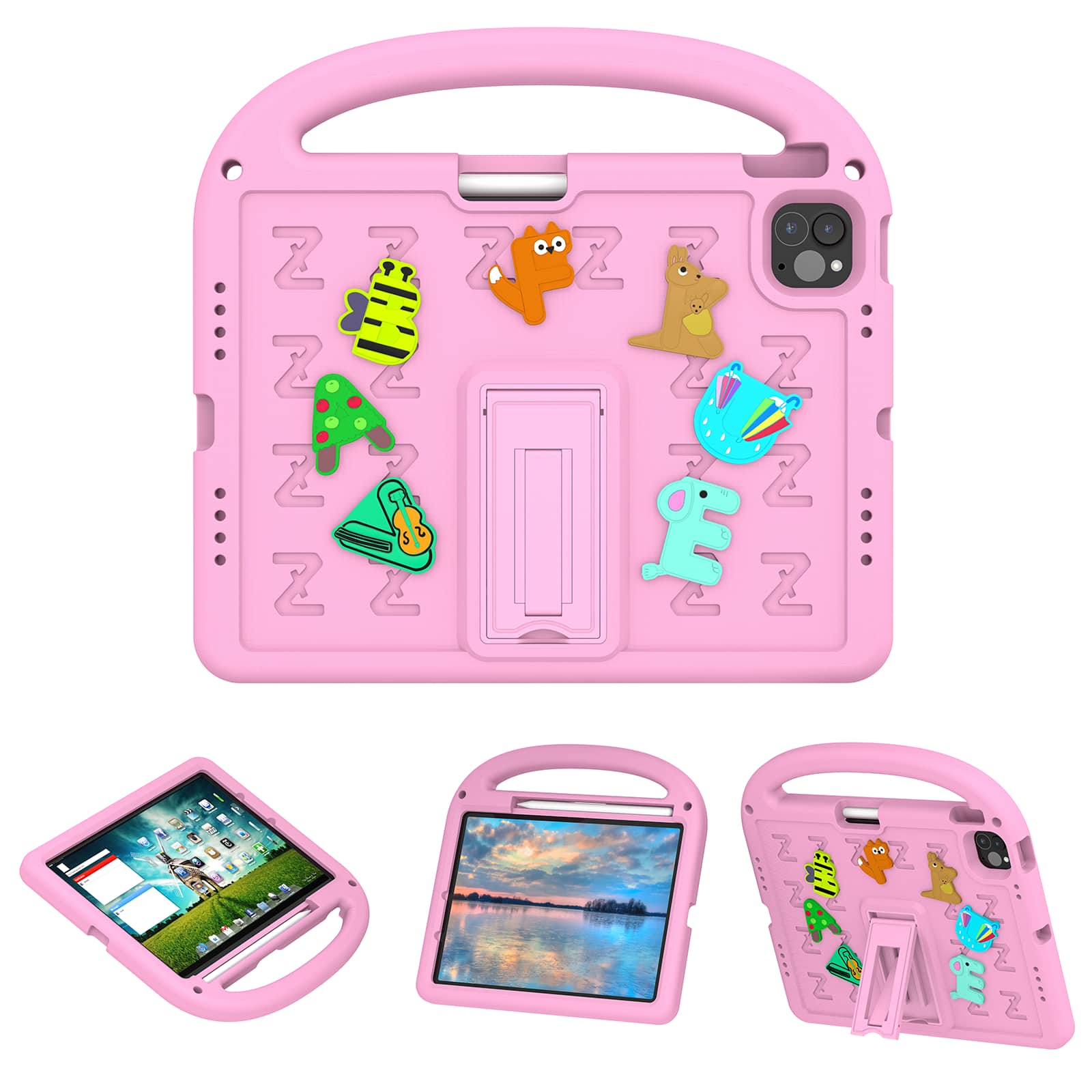 "Dteck - Kids Shock-absorbent TPU Tablet Case for Apple iPad Pro (M4) 11"" 2024 with Shoulder Strap and Pencil Holder Back Cover - Pink" price history on PriceWatchPro