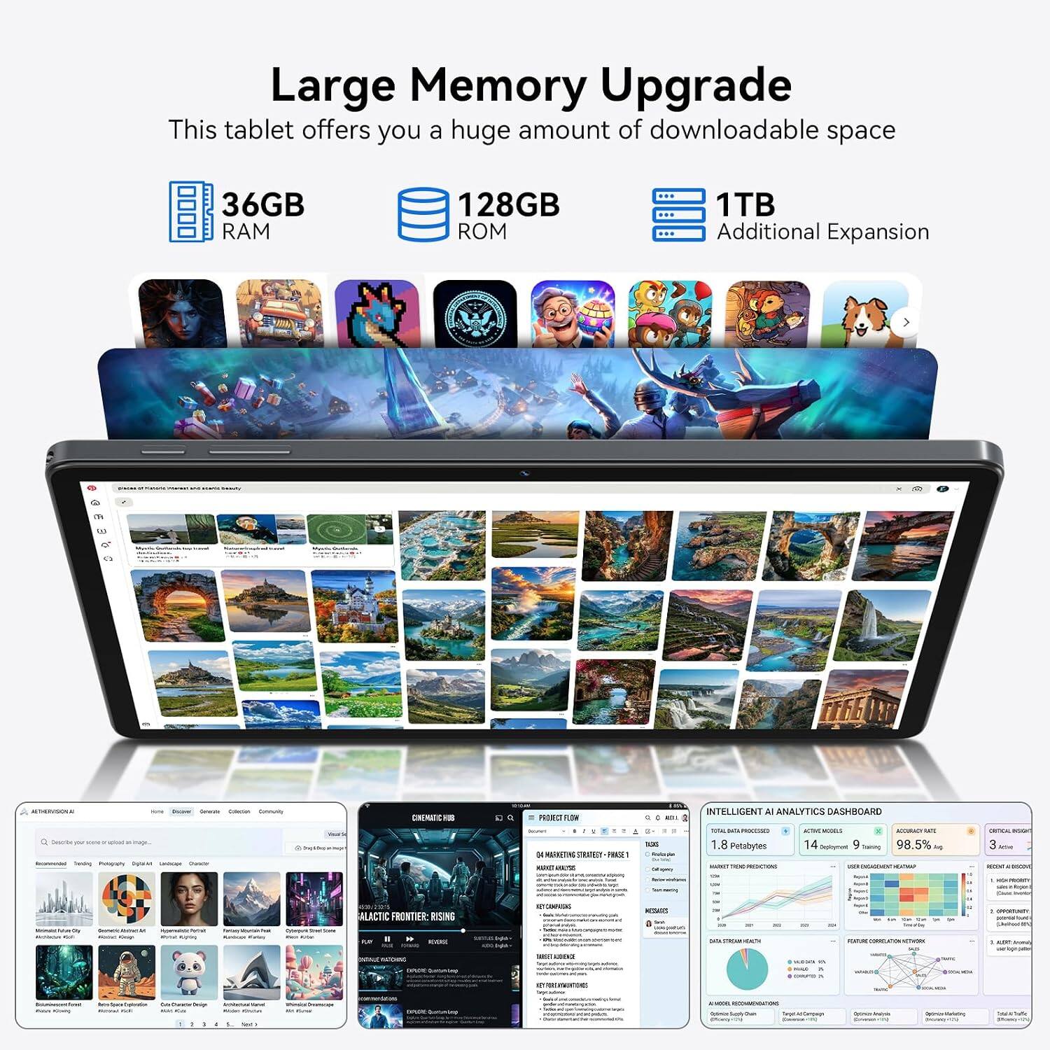 MEIZE Android 16 Tablet 11 inch, 128GB + 36GB + 1TB Expand, 90Hz IPS ...
