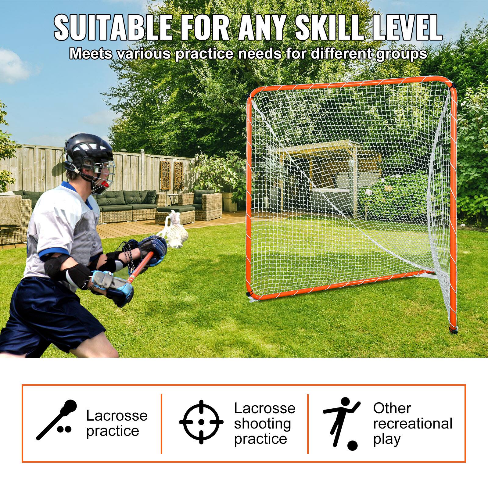 SUITABLE FOR ANY SKILL LEVEL
Meets various practice needs for different groups
Lacrosse practice
Lacrosse shooting practice
Other recreational play