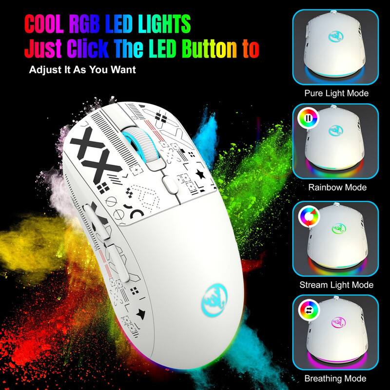 COOL RGB LED LIGHTS  
Just Click The LED Button to Adjust It As You Want  

- Pure Light Mode  
- Rainbow Mode  
- Stream Light Mode  
- Breathing Mode