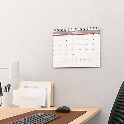 Alt View 5. Staples - 2025-2026 15" x 12" Academic Monthly Calendar, Gray/Red (ST62816-25) - Gray/Red.
