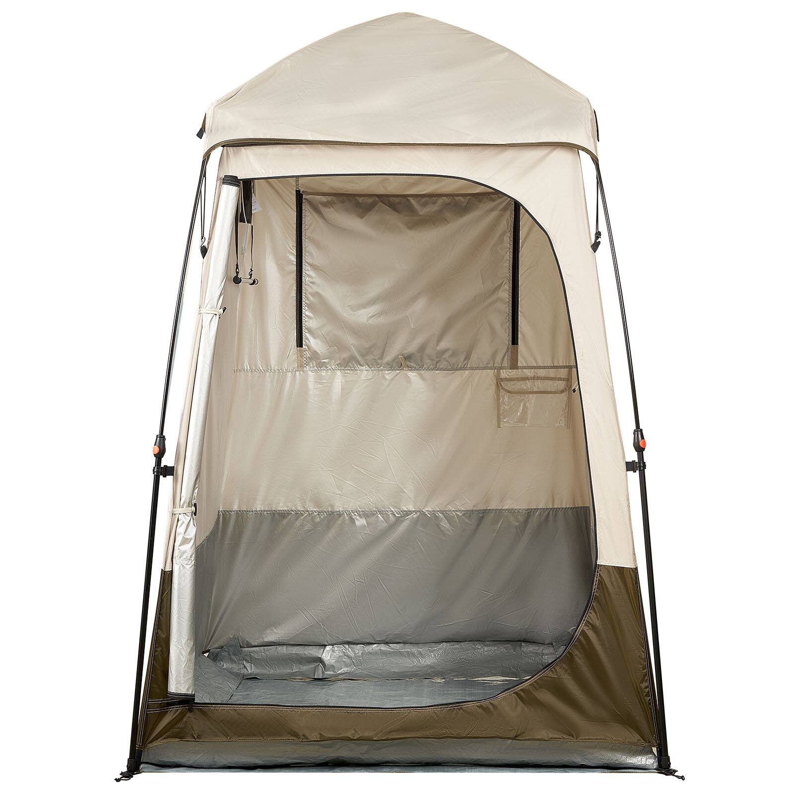 Alt View 5. VEVOR - Camping Shower Tent, 1 Room, Foldable Privacy Tent Changing Room with Ground Stakes, Ropes, Carry Bag, and Crossbar - Khaki.