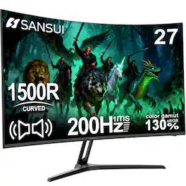 Sansui - G-Series 27" Curved FHD 200Hz Gaming Monitor - Black