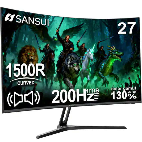 Sansui - G-Series 27" Curved FHD 200Hz Gaming Monitor - Black