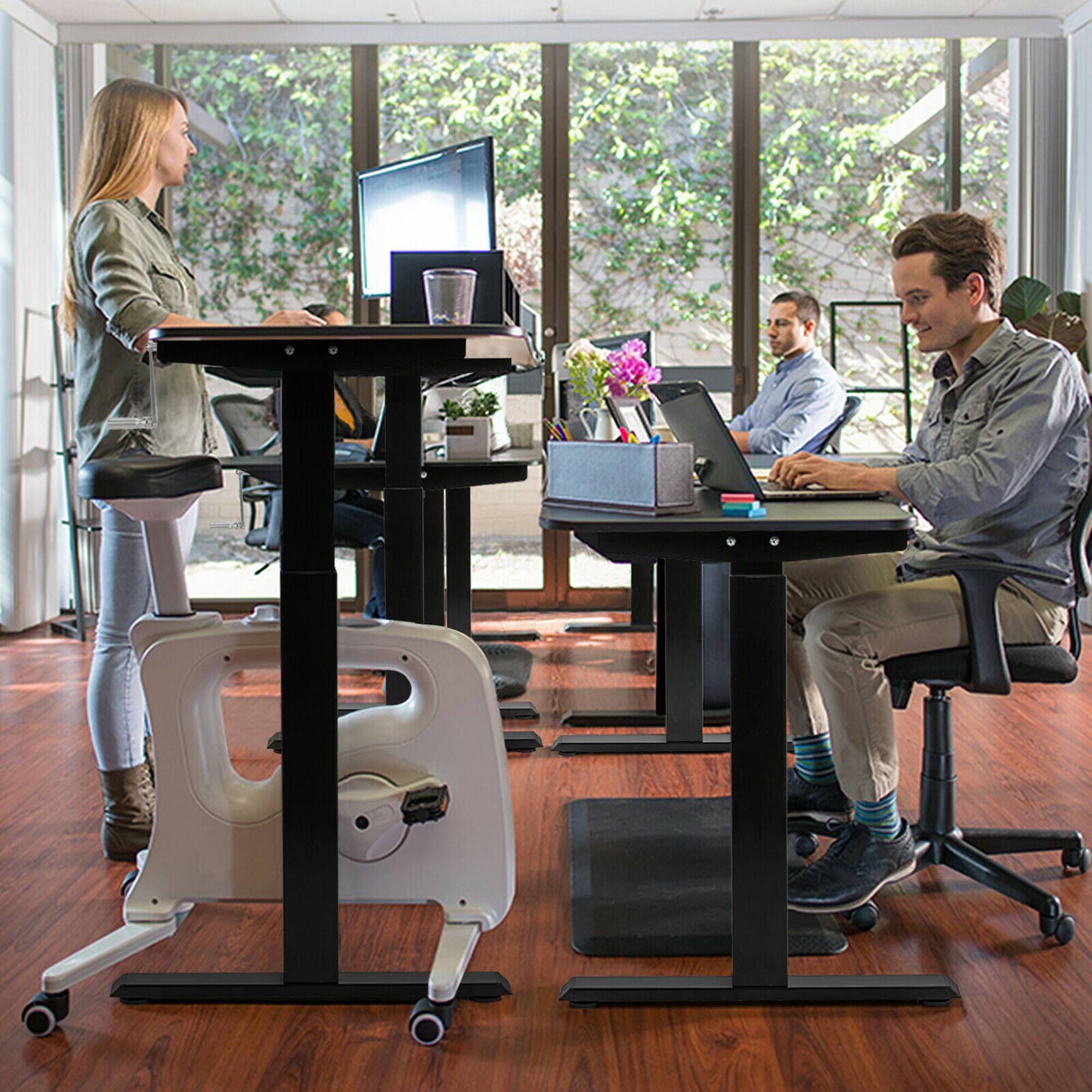 Alt View 3. Costway - Costway Hand Crank Sit to Stand Desk Frame Height Adjustable Standing Base - Black.