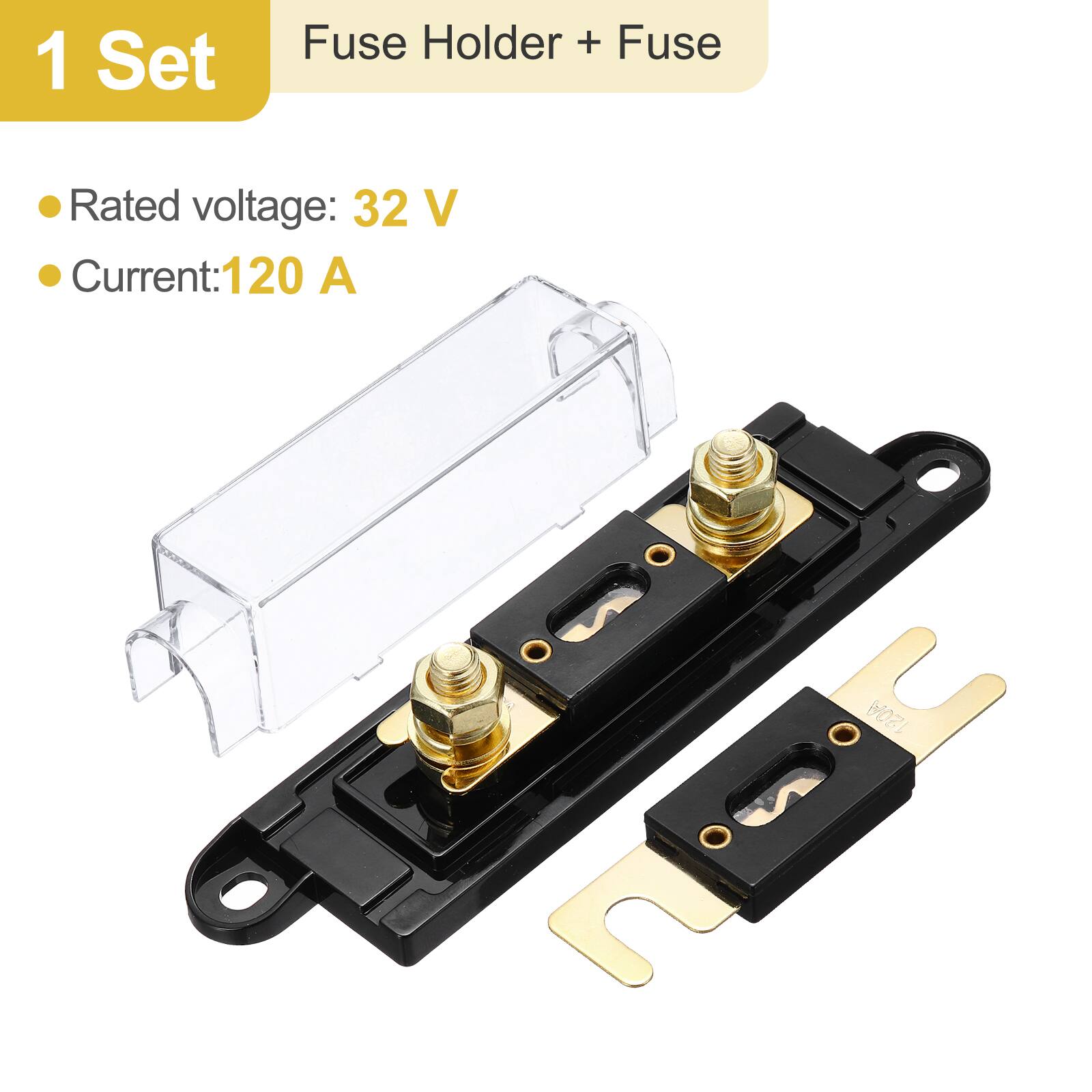 1 Set Fuse Holder + Fuse  
Rated voltage: 32 V  
Current: 120 A