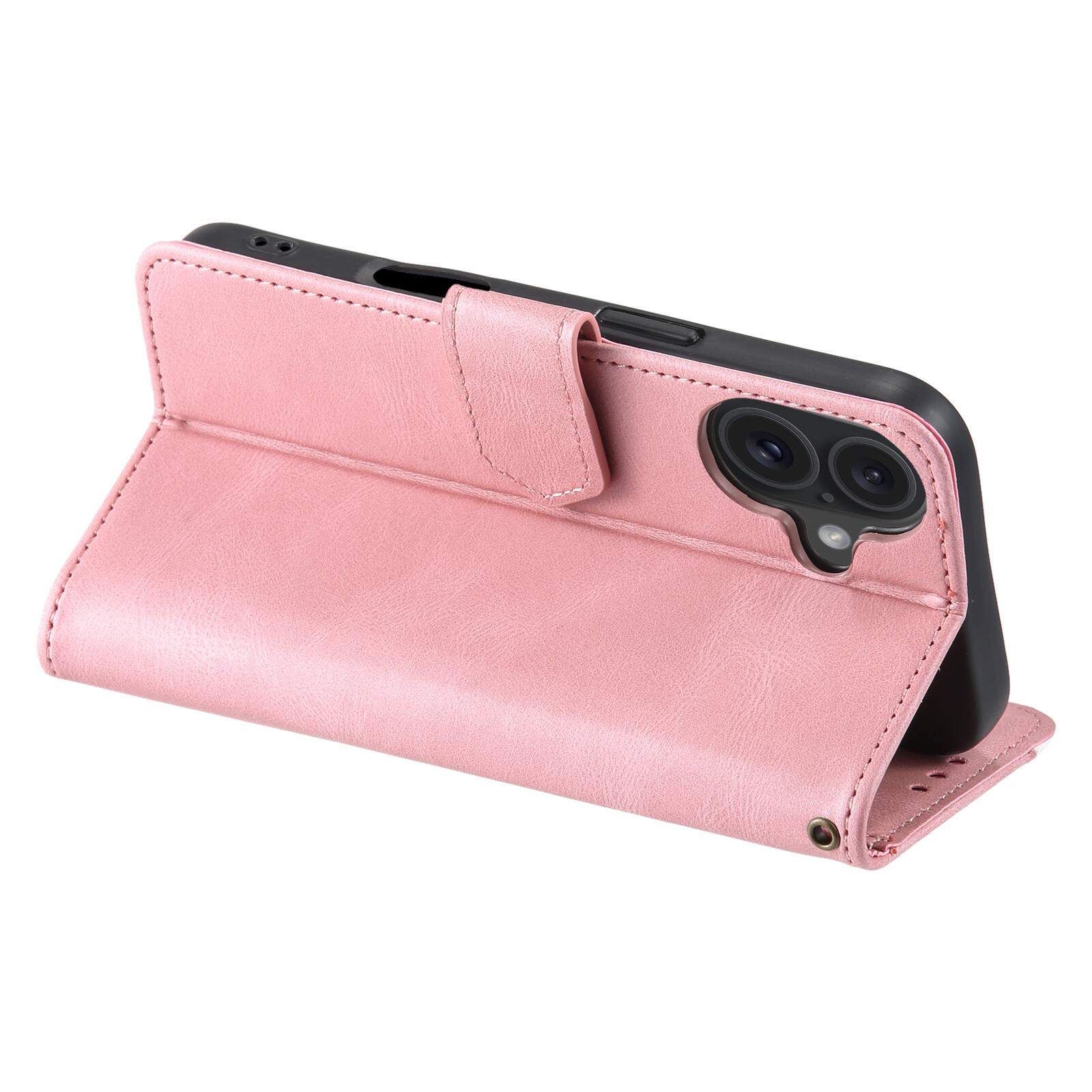 Alt View 3. Dteck - Wallet Case for Apple iPhone 17,Vintage PU Leather Flip Card Holder Kickstand Magnetic Closure Phone Cover - Pink.