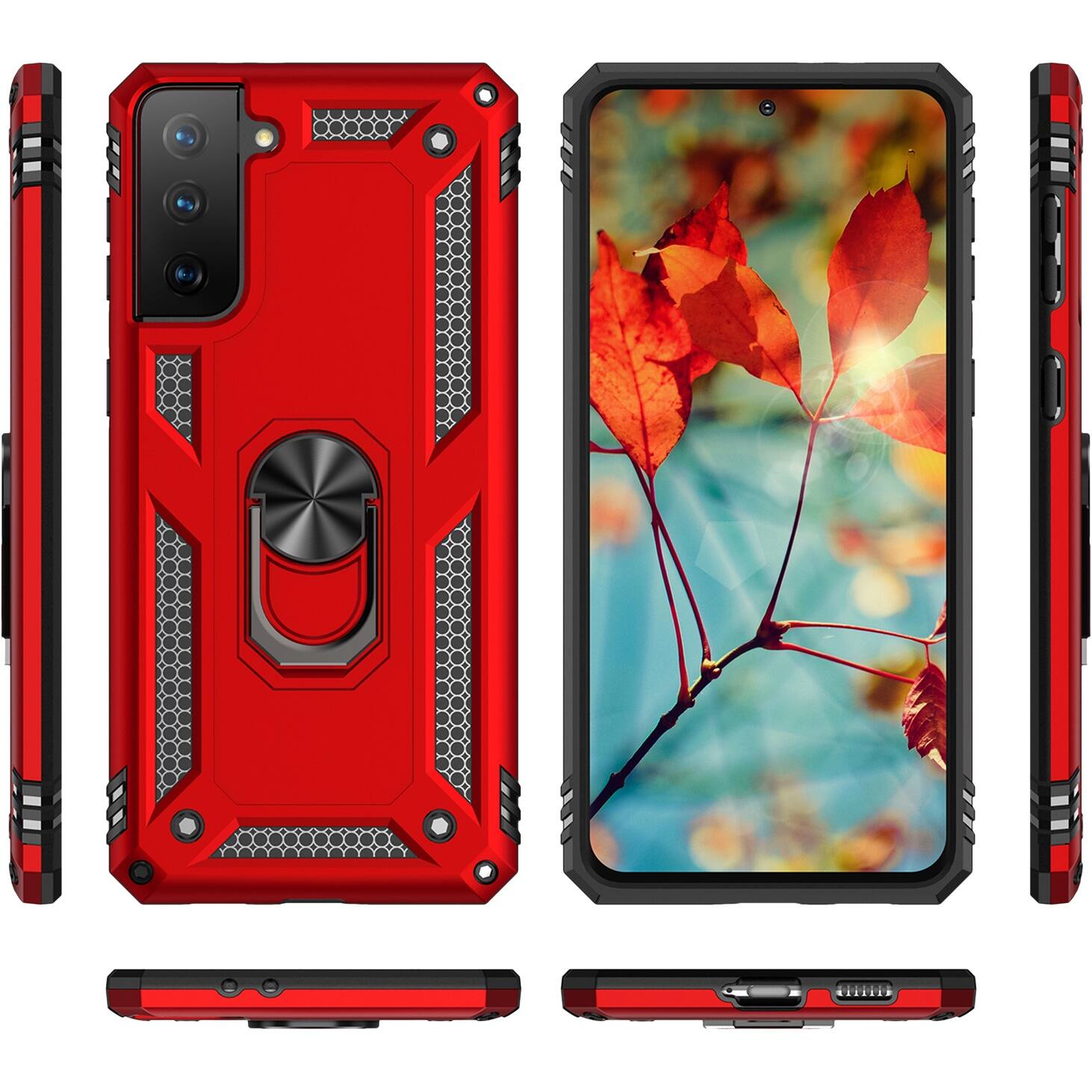 Alt View 11. SaharaCase - Military Kickstand Series Case for Samsung Galaxy S21 FE 5G - Red.