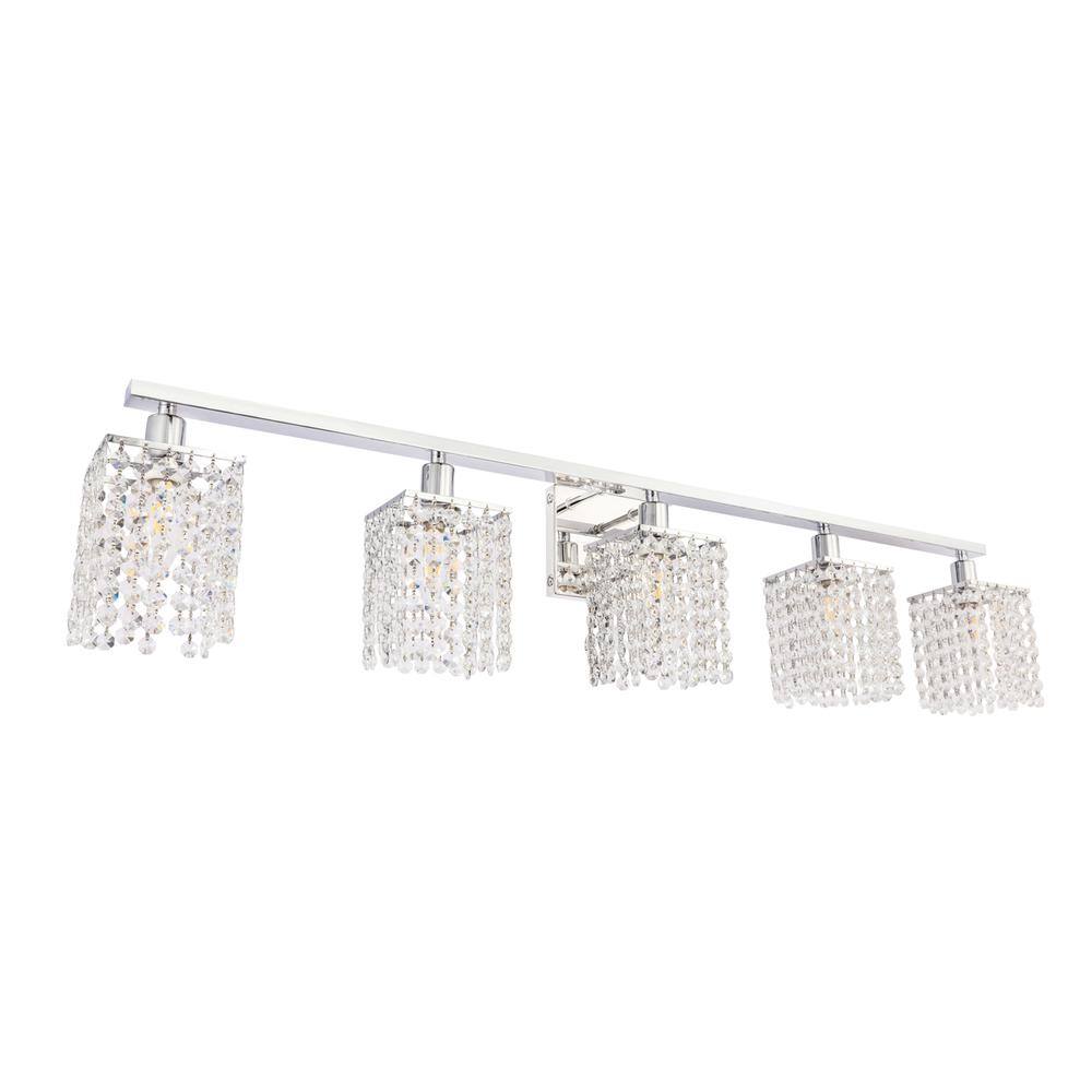 Alt View 4. Living District - Phineas 5 light Chrome and Clear Crystals wall sconce - Chrome And Clear Crystals.