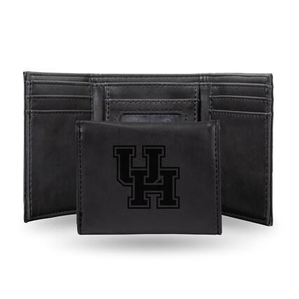 Front. Rico Industries - University of Houston Cougars Laser Engraved Black Trifold Wallet - Multi.