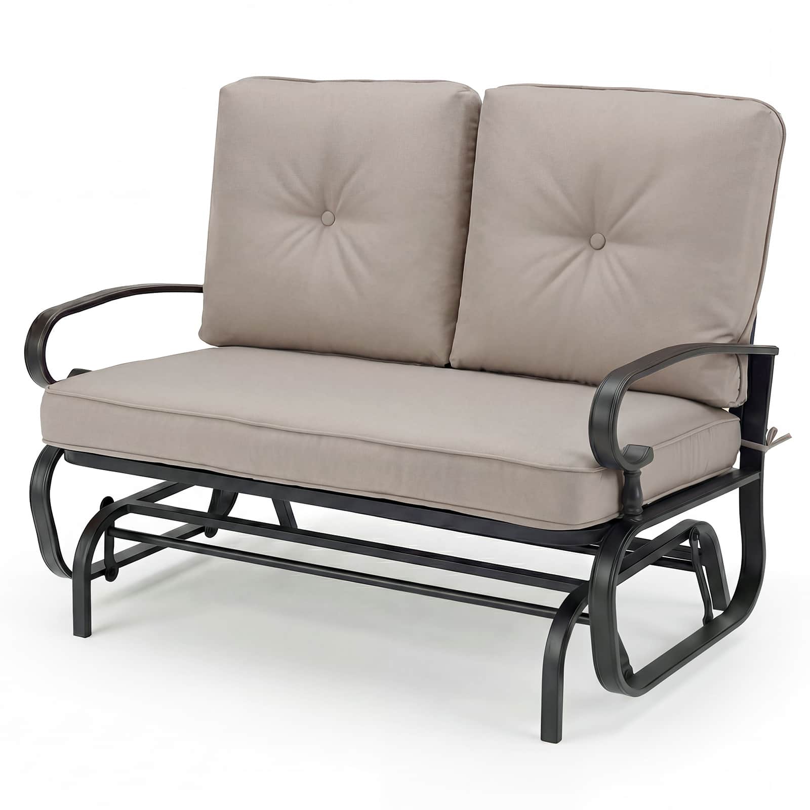 Gymax - Patio Swing Glider Chair Rocking Loveseat Bench for 2 Persons w/ Cushions - Beige