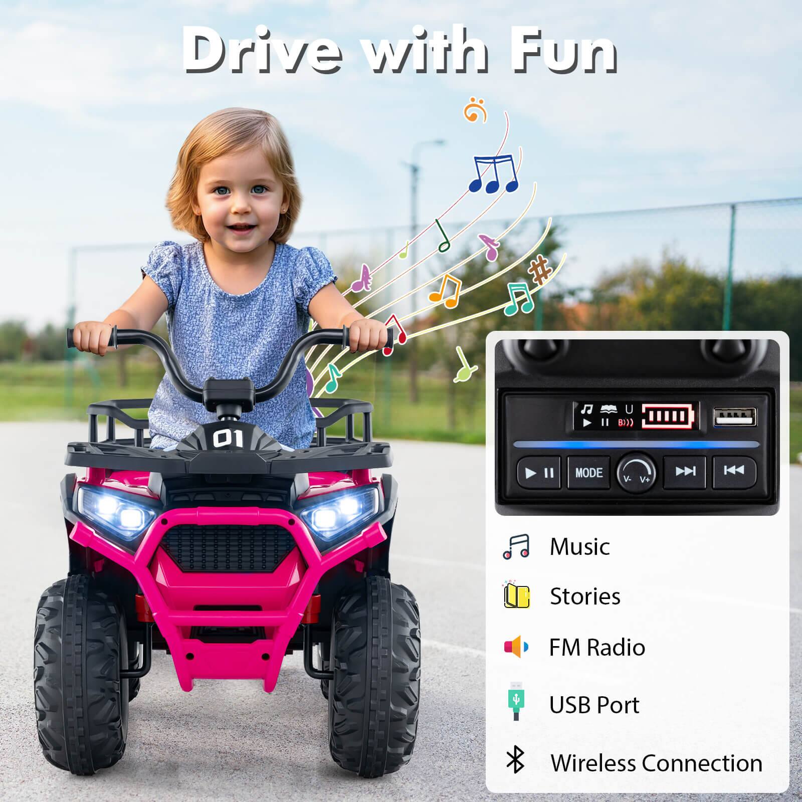Drive with Fun

- Music
- Stories
- FM Radio
- USB Port
- Wireless Connection