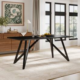 Loheer - 70-Inch Rectangular Dining Table with Tripod Cross Legs - Black