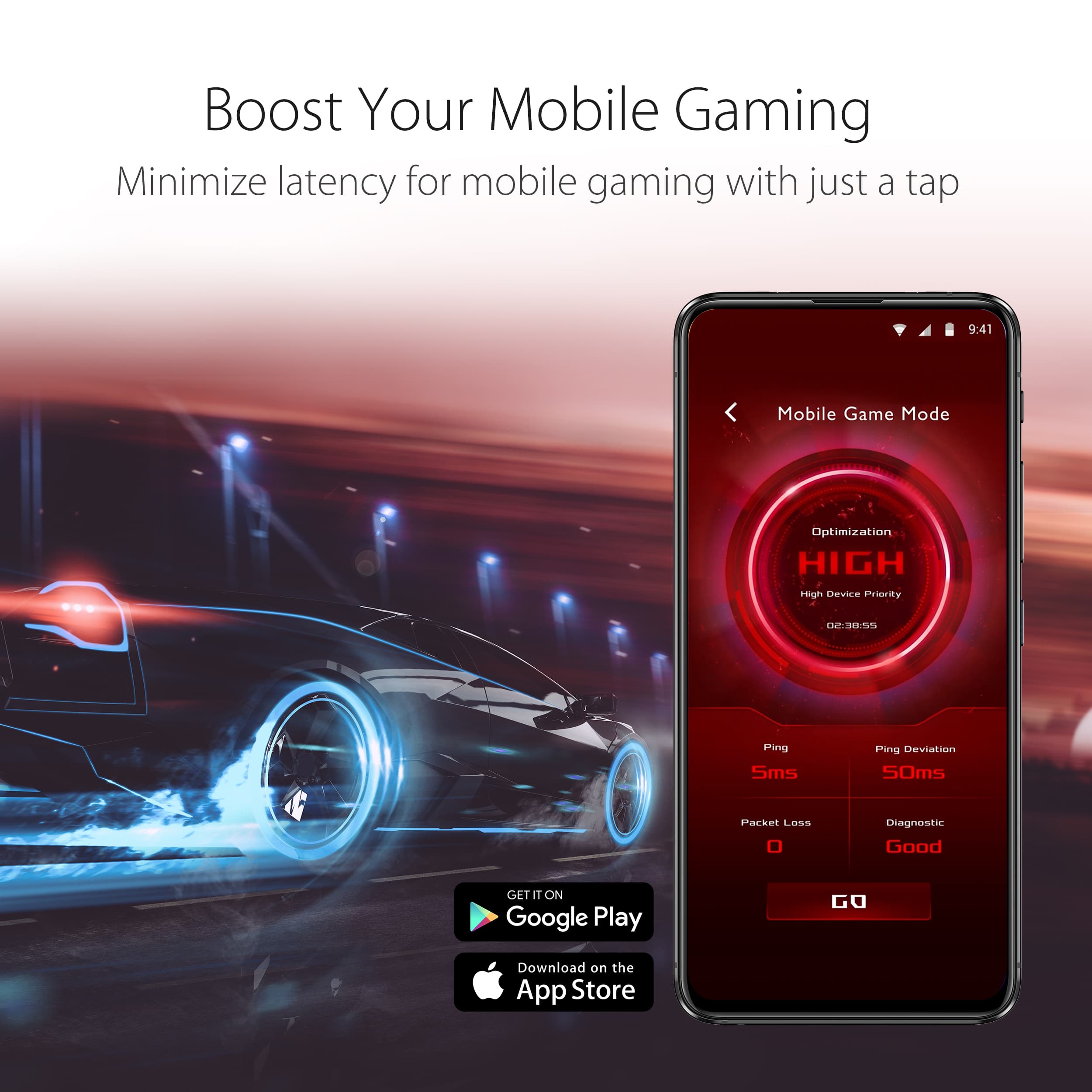 Boost Your Mobile Gaming Minimize latency for mobile gaming with just a tap. Mobile Game Mode Optimization HIGH rsgh Device Priority 1U 0:3055 Ping Sms Ping Deviation 50ms Packet Loss Diagnostic Good GET IT ON Google Play DJ Download on the App Store.