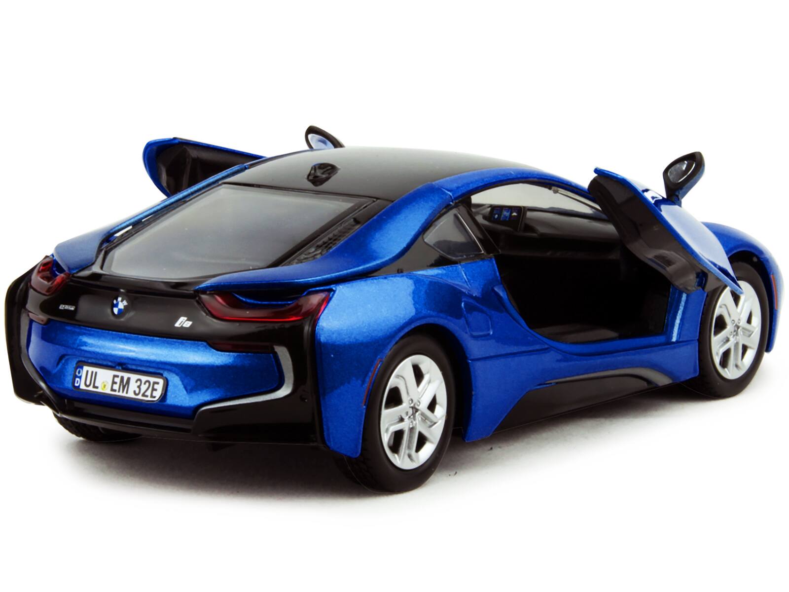 Alt View 2. Motormax - 2018 BMW i8 Coupe Metallic Blue with Black Top 1/24 Diecast Model Car by Motormax.