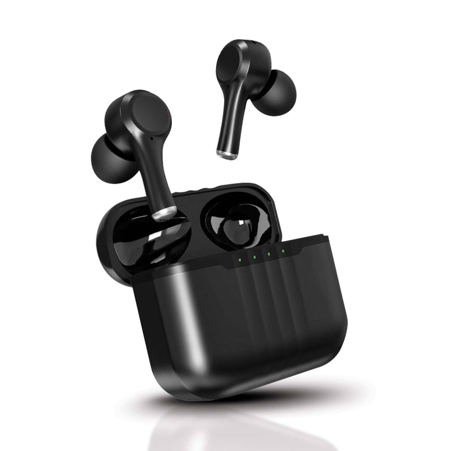 Front. HOM - Active Noise-Canceling Wireless Earbuds - True Wireless Bluetooth Headphones - Black.