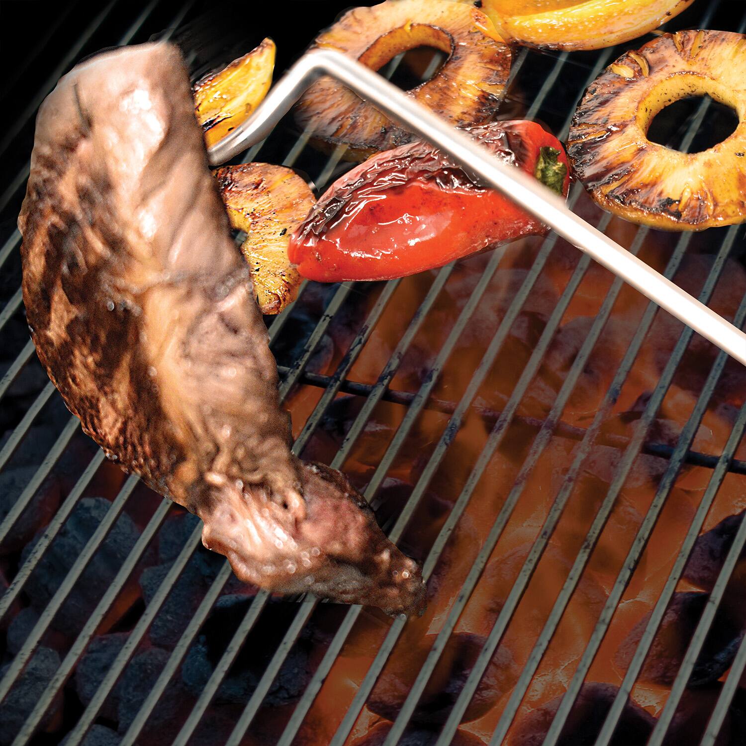 Alt View 4. Norpro - Hook n' Flip Barbeque and Grill Tool, Stainless Steel - Silver.