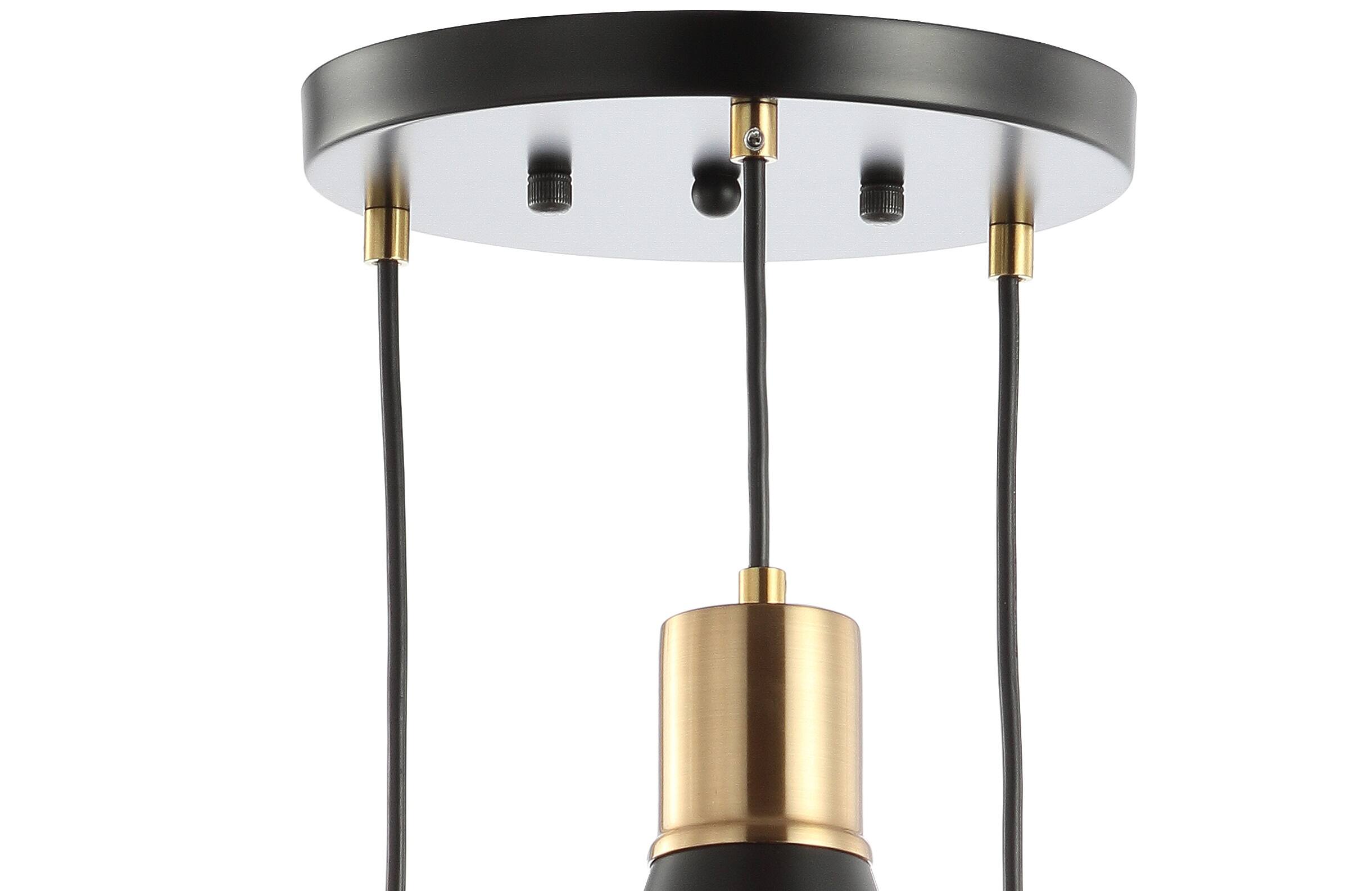 Alt View 5. Jonathan Y - Apollo 15" 3-Light Metal Cluster LED Pendant, Black/Brass Gold - Black/Brass Gold.