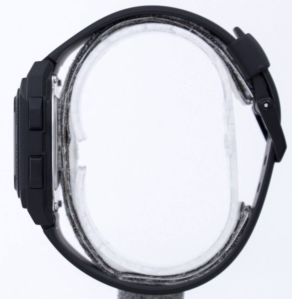 Left. Casio - Digital 5 Alarms Dual Time Illuminator F-201WA-9ADF F201WA-9ADF Men's Watch - Black.