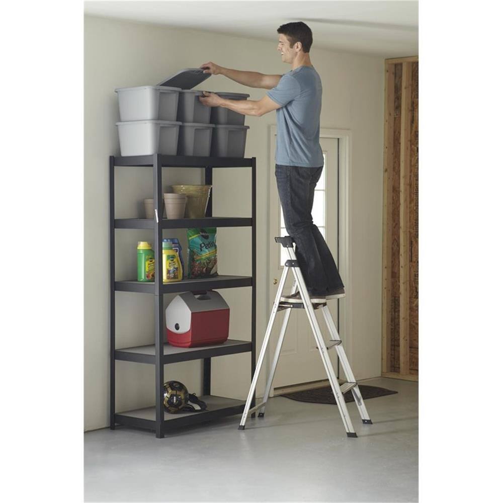 Alt View 6. Cosco - 3-Step 5' Lite Solutions Folding Step Stool - 225 lb Capacity - Aluminum - Black.