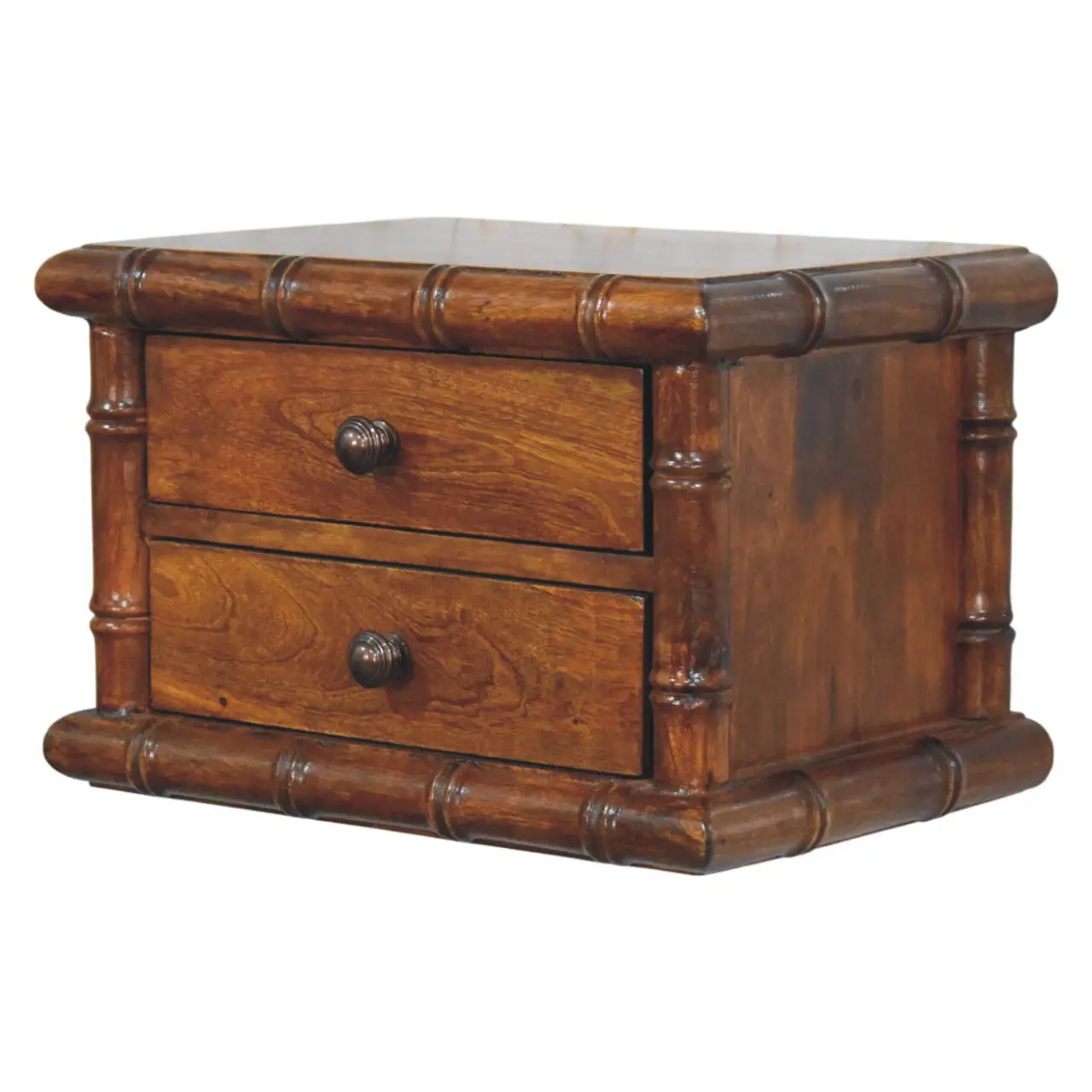 Back. Artisan Furniture - Artisan Furniture Solid Wood Bamboo Two Drawer Wall-Mounted Bedside, Brown - Brown.
