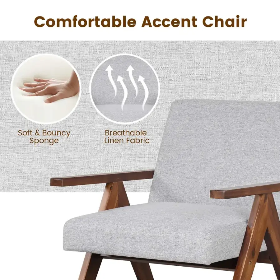 Comfortable Accent Chair: Soft & Bouncy Sponge Breathable Linen Fabric