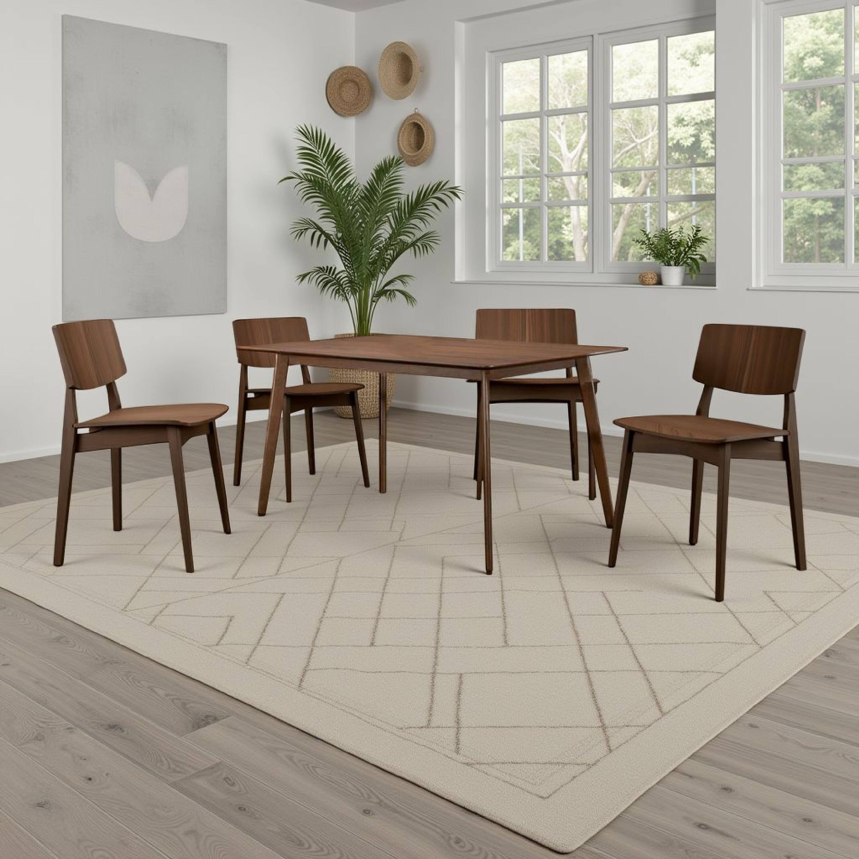 Alt View 5. Manhattan Lane - Skie Dining Table, 59 Inch Rectangular Top, Angled Legs, Brown Solid Wood - Walnut Brown.