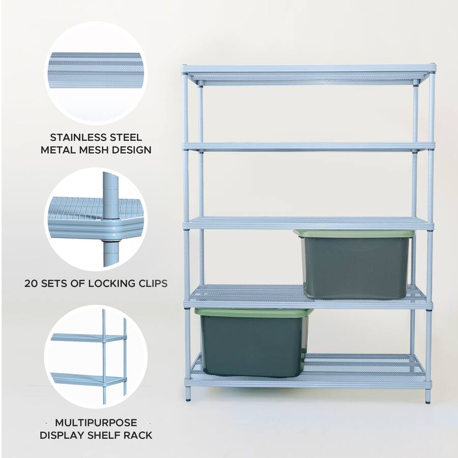 Metal Mesh Rack Small Design Ideas MeshWorks 5 Tier Full Size Metal Storage Shelving Unit ...