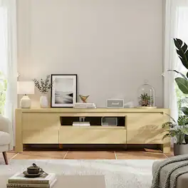 GARVEE - TV Stand, with Doors and Cabinet - Natural